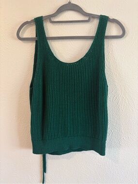 Vince Emerald Green Open Knit Wrap Back Tank Top Size M